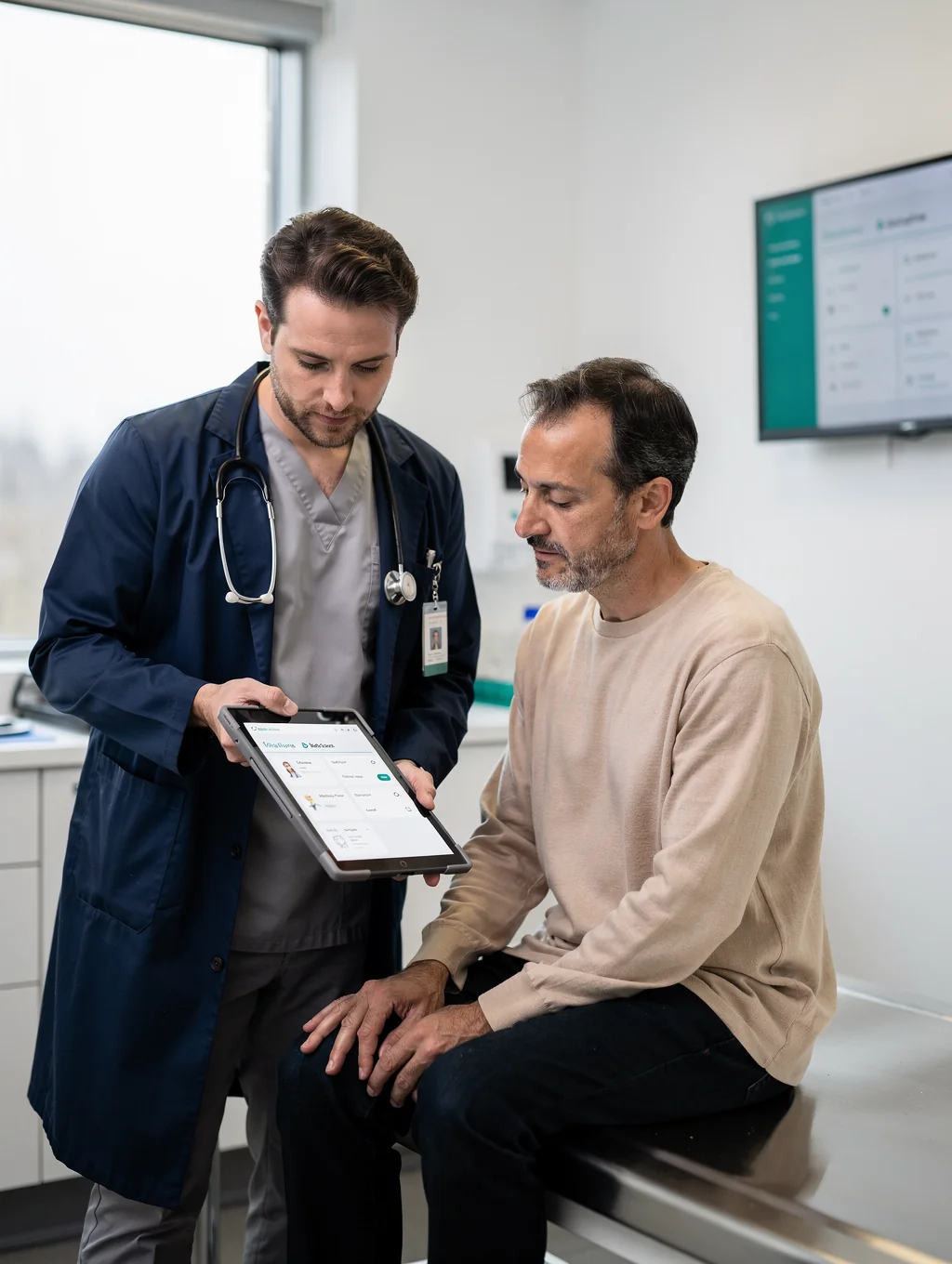 Doctor consulting with a patient in a modern clinic